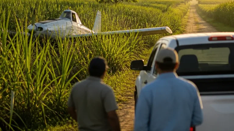 Avioneta de fumigación del Ingenio Cauca se accidentó en Puerto Tejada; tripulación ilesa